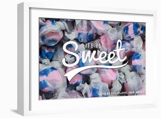 Long Beach Island, New Jersey - Life is Sweet - Taffy Collage Sentiment-Lantern Press-Framed Art Print