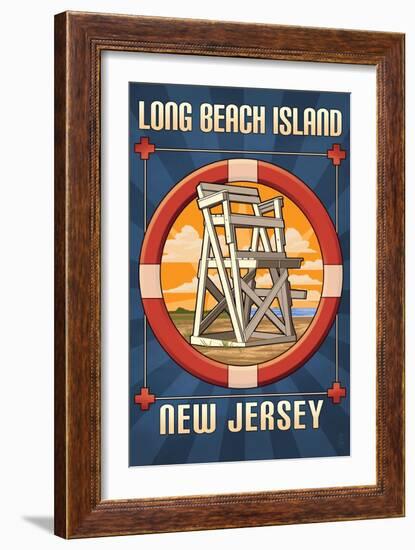 Long Beach Island, New Jersey - Lifeguard Chair-Lantern Press-Framed Art Print