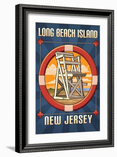 Long Beach Island, New Jersey - Lifeguard Chair-Lantern Press-Framed Art Print