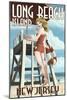 Long Beach Island, New Jersey - Lifeguard Pinup Girl-Lantern Press-Mounted Art Print