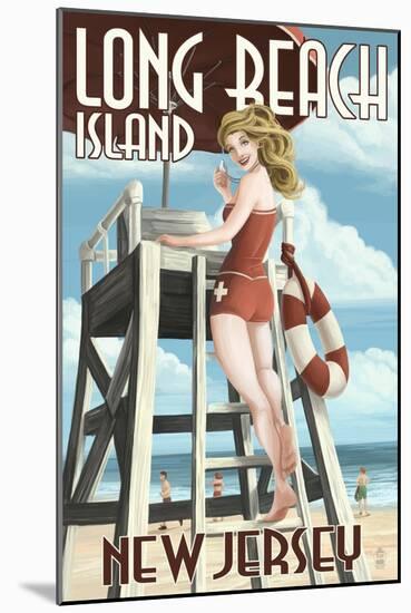 Long Beach Island, New Jersey - Lifeguard Pinup Girl-Lantern Press-Mounted Art Print