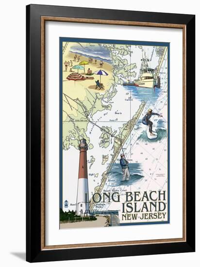 Long Beach Island, New Jersey - Nautical Chart-Lantern Press-Framed Art Print