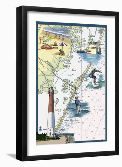 Long Beach Island, New Jersey - Nautical Chart-Lantern Press-Framed Art Print