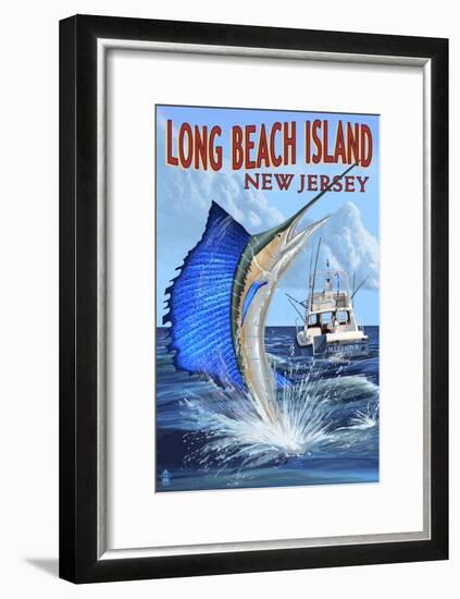 Long Beach Island, New Jersey - Sailfish Deep Sea Fishing-Lantern Press-Framed Art Print