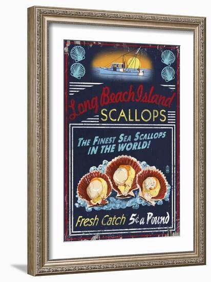 Long Beach Island, New Jersey - Scallops-Lantern Press-Framed Art Print