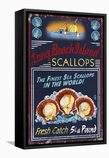 Long Beach Island, New Jersey - Scallops-Lantern Press-Framed Stretched Canvas