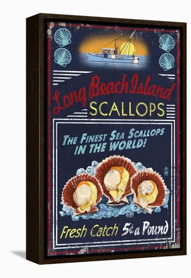 Long Beach Island, New Jersey - Scallops-Lantern Press-Framed Stretched Canvas