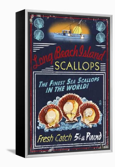 Long Beach Island, New Jersey - Scallops-Lantern Press-Framed Stretched Canvas