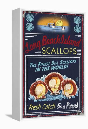 Long Beach Island, New Jersey - Scallops-Lantern Press-Framed Stretched Canvas