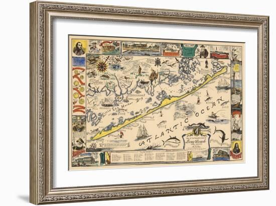 Long Beach Island, New Jersey - Vintage Map - Artwork-Lantern Press-Framed Art Print