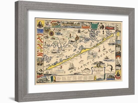 Long Beach Island, New Jersey - Vintage Map - Artwork-Lantern Press-Framed Art Print