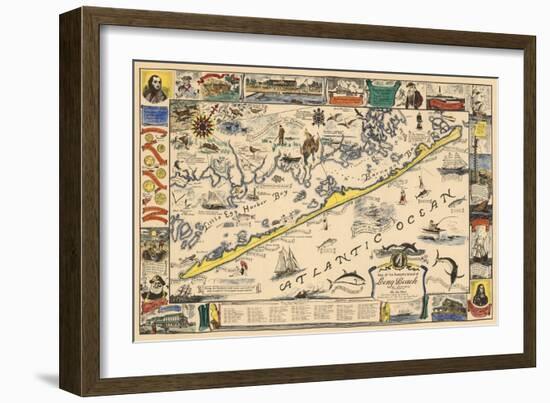 Long Beach Island, New Jersey - Vintage Map - Artwork-Lantern Press-Framed Art Print