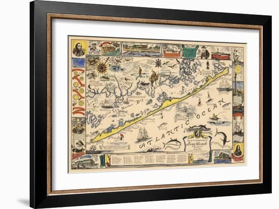 Long Beach Island, New Jersey - Vintage Map - Artwork-Lantern Press-Framed Art Print