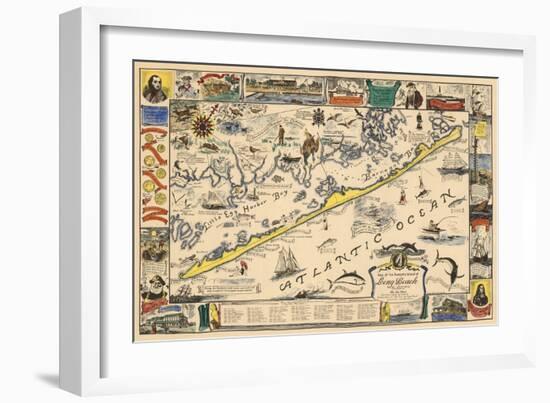 Long Beach Island, New Jersey - Vintage Map - Artwork-Lantern Press-Framed Art Print