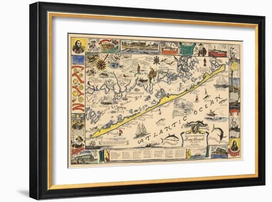 Long Beach Island, New Jersey - Vintage Map - Artwork-Lantern Press-Framed Art Print