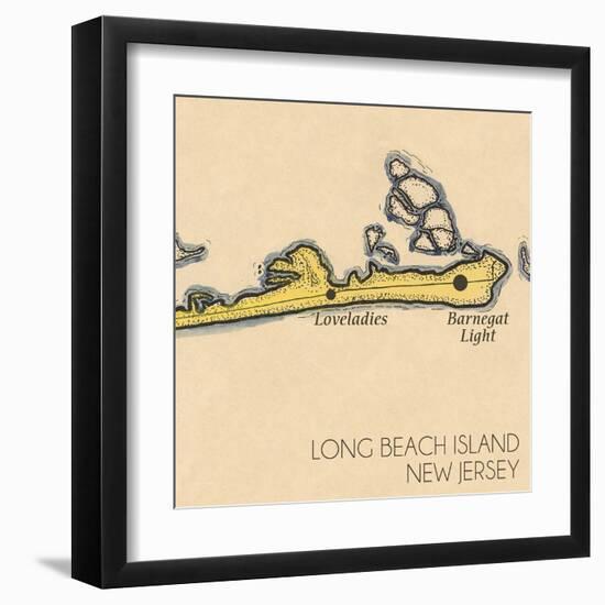 Long Beach Island, New Jersey - Vintage Map (square) 4 of 4-Lantern Press-Framed Art Print