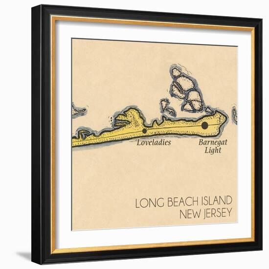 Long Beach Island, New Jersey - Vintage Map (square) 4 of 4-Lantern Press-Framed Art Print