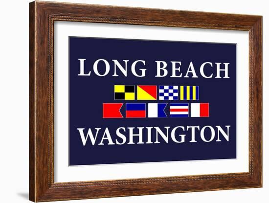 Long Beach, Washington - Nautical Flags-Lantern Press-Framed Art Print