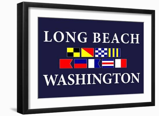 Long Beach, Washington - Nautical Flags-Lantern Press-Framed Art Print