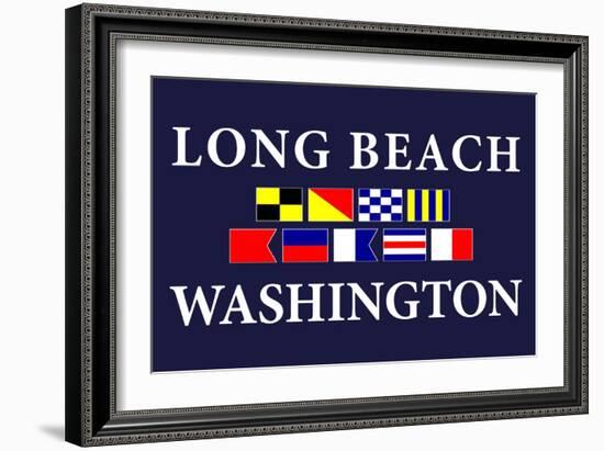 Long Beach, Washington - Nautical Flags-Lantern Press-Framed Art Print