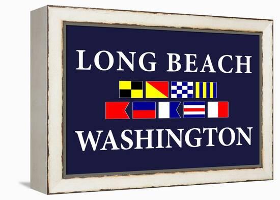 Long Beach, Washington - Nautical Flags-Lantern Press-Framed Stretched Canvas