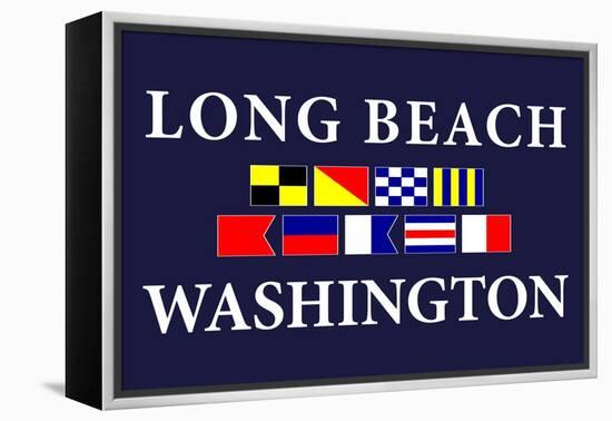 Long Beach, Washington - Nautical Flags-Lantern Press-Framed Stretched Canvas