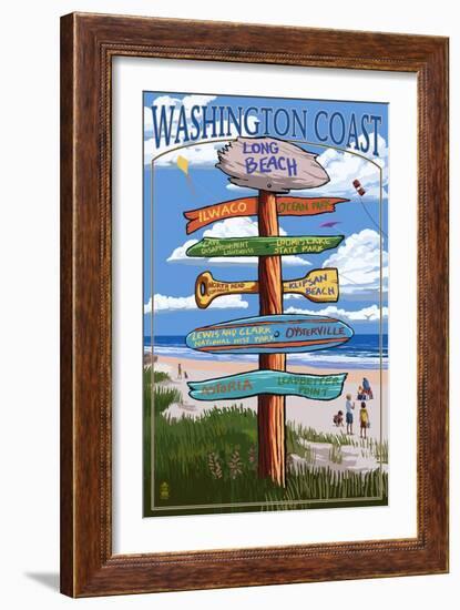 Long Beach, Washington - Sign Destinations-Lantern Press-Framed Art Print