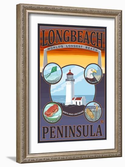 Long Beach, Washington - Travel-Lantern Press-Framed Art Print