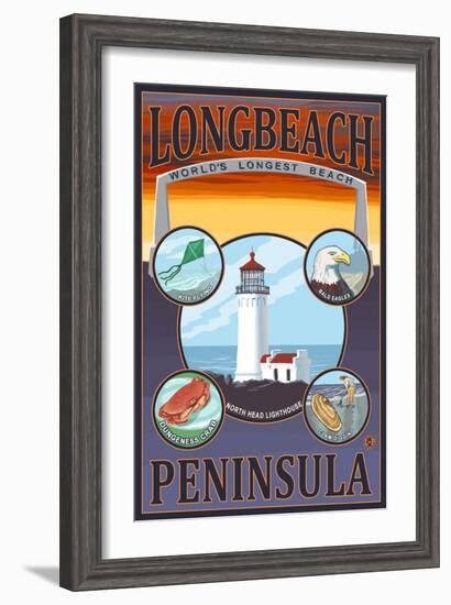 Long Beach, Washington - Travel-Lantern Press-Framed Art Print