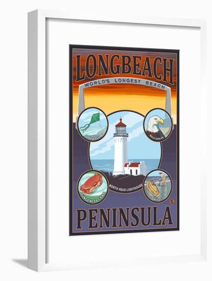 Long Beach, Washington - Travel-Lantern Press-Framed Art Print