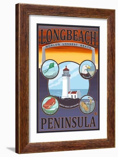 Long Beach, Washington - Travel-Lantern Press-Framed Art Print