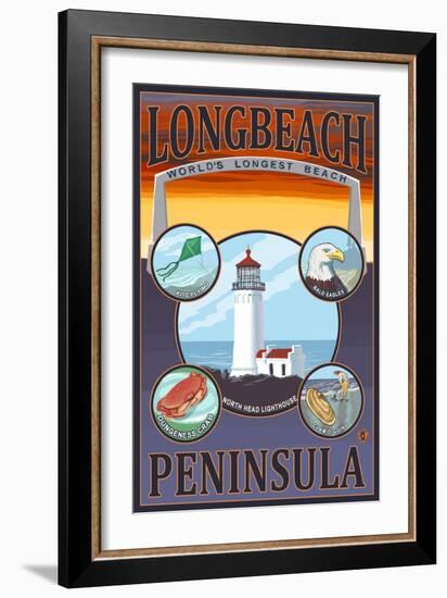 Long Beach, Washington - Travel-Lantern Press-Framed Art Print