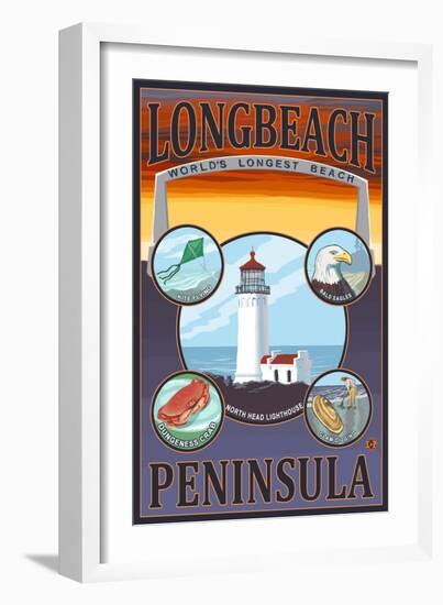 Long Beach, Washington - Travel-Lantern Press-Framed Art Print