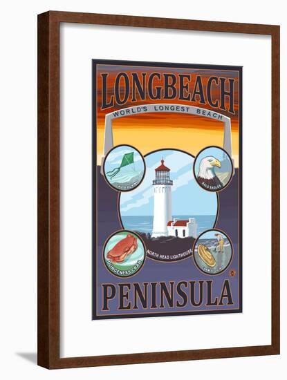 Long Beach, Washington - Travel-Lantern Press-Framed Art Print