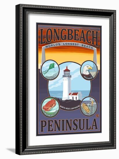 Long Beach, Washington - Travel-Lantern Press-Framed Art Print