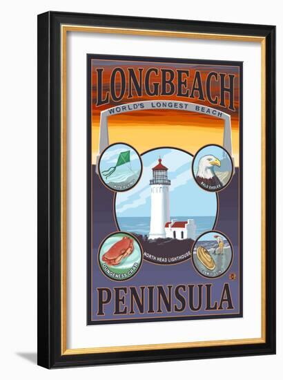 Long Beach, Washington - Travel-Lantern Press-Framed Art Print