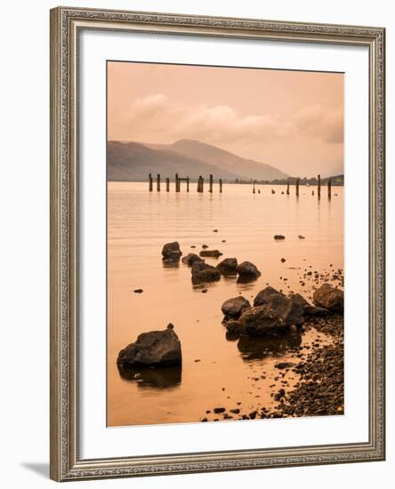 Long Exposure of a Scottish Loch and Jetty. the Mountains of the Trossachs Surround the Loch-Alan Hill-Framed Photographic Print