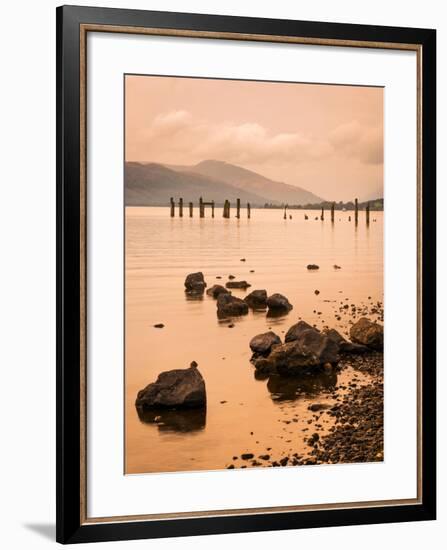 Long Exposure of a Scottish Loch and Jetty. the Mountains of the Trossachs Surround the Loch-Alan Hill-Framed Photographic Print