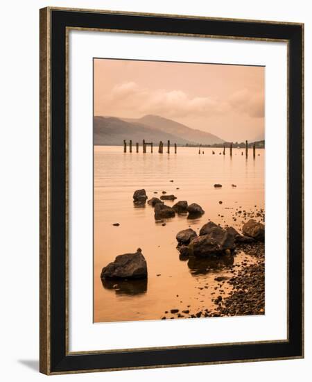 Long Exposure of a Scottish Loch and Jetty. the Mountains of the Trossachs Surround the Loch-Alan Hill-Framed Photographic Print