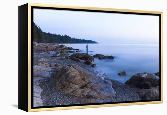 Long exposure of a transparent image of woman on the beach in Sechelt, British Columbia, Canada-Kristin Piljay-Framed Premier Image Canvas