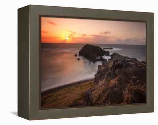 Long Exposure of Buraco Da Raquel Rock Formation on Fernando De Noronha at Sunrise-Alex Saberi-Framed Premier Image Canvas