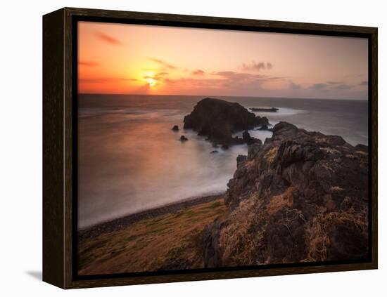 Long Exposure of Buraco Da Raquel Rock Formation on Fernando De Noronha at Sunrise-Alex Saberi-Framed Premier Image Canvas