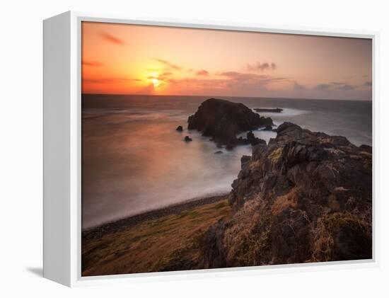 Long Exposure of Buraco Da Raquel Rock Formation on Fernando De Noronha at Sunrise-Alex Saberi-Framed Premier Image Canvas