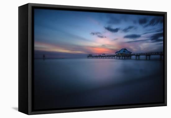 Long exposure of Clearwater Beach Pier, Florida. At sunset-Sheila Haddad-Framed Premier Image Canvas