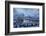 Long exposure of clouds at dusk over the illuminated city skyline and Ignatz Bubis bridge-Roberto Moiola-Framed Photographic Print