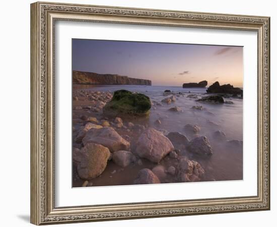 Long Exposure of Incoming Tide on Tonal Beach at Sunset Near Sagres, Algarve, Portugal, Europe-Neale Clarke-Framed Photographic Print