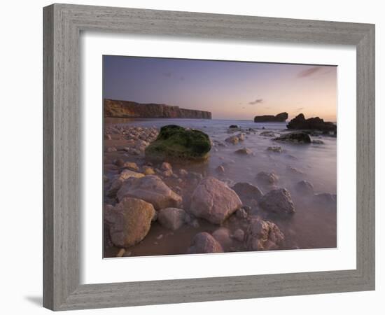 Long Exposure of Incoming Tide on Tonal Beach at Sunset Near Sagres, Algarve, Portugal, Europe-Neale Clarke-Framed Photographic Print