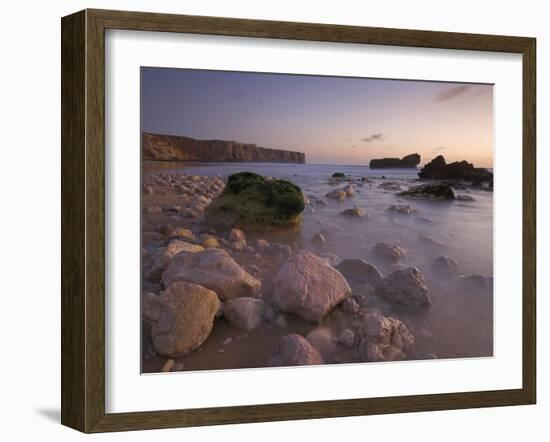 Long Exposure of Incoming Tide on Tonal Beach at Sunset Near Sagres, Algarve, Portugal, Europe-Neale Clarke-Framed Photographic Print