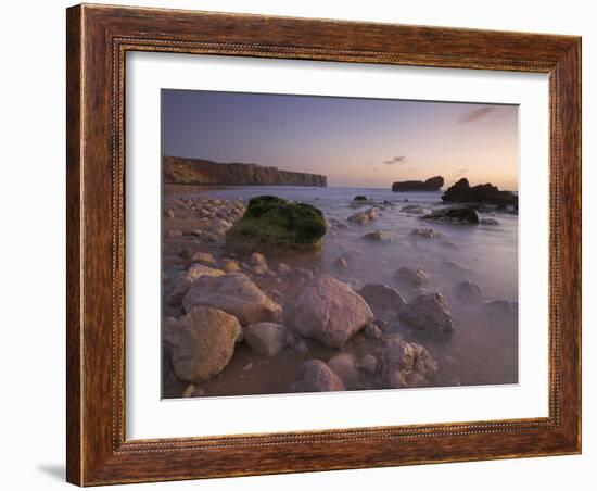 Long Exposure of Incoming Tide on Tonal Beach at Sunset Near Sagres, Algarve, Portugal, Europe-Neale Clarke-Framed Photographic Print