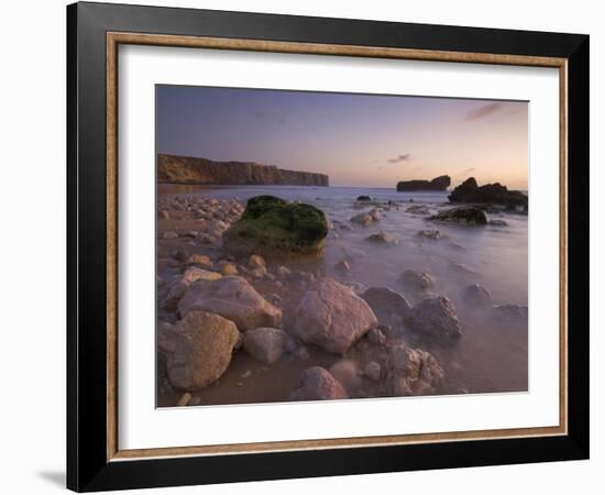 Long Exposure of Incoming Tide on Tonal Beach at Sunset Near Sagres, Algarve, Portugal, Europe-Neale Clarke-Framed Photographic Print